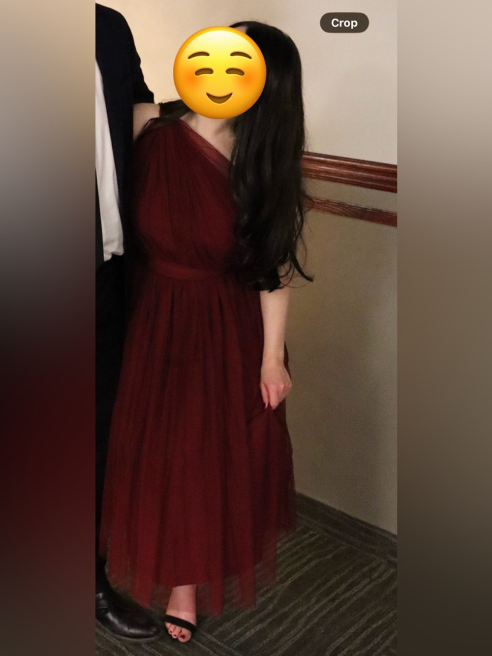 ASOS One-Shoulder Wine Red Tulle Evening Dress